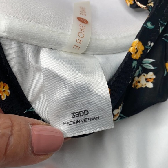 Shade & Shore Bikini Black white Yellow Flower Floral Print graphics BOHO - Picture 3 of 6